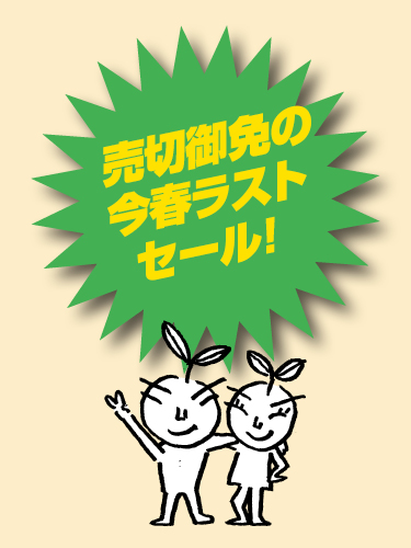 売り切れ御免の今春ラストセール！